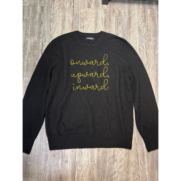 NAADAM Sweaters - NAADAM Black Crew Neck Cashmere 100% with Yellow Embroidered Women's Size Large
